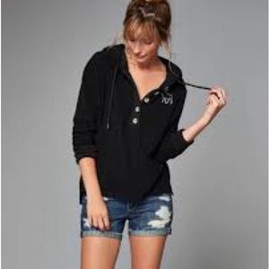 Abercrombie & Fitch Black Hooded Sweater